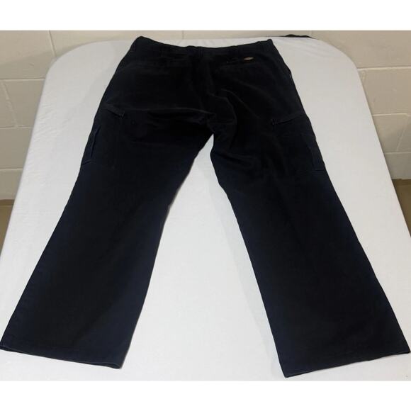 Dickies Mens Black Chino Work Pants Size 36UL Regular Fit-Cargo Zipper Pockets - Picture 2 of 14